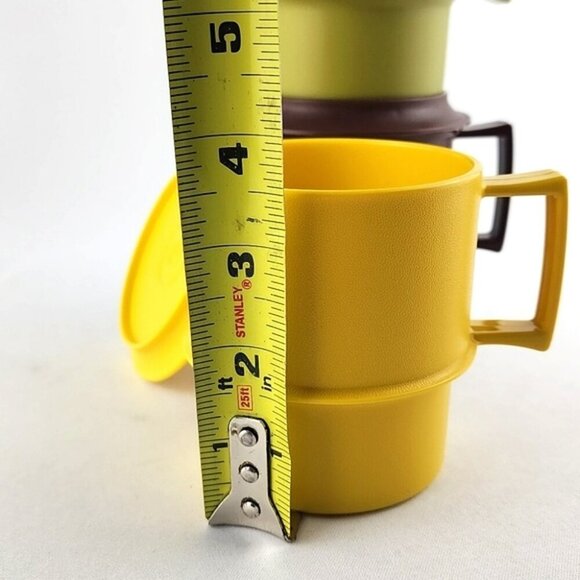 Tupperware Vintage Harvest Colours 4 Stackable Cups #1312  & Coasters #1313 - Picture 11 of 11